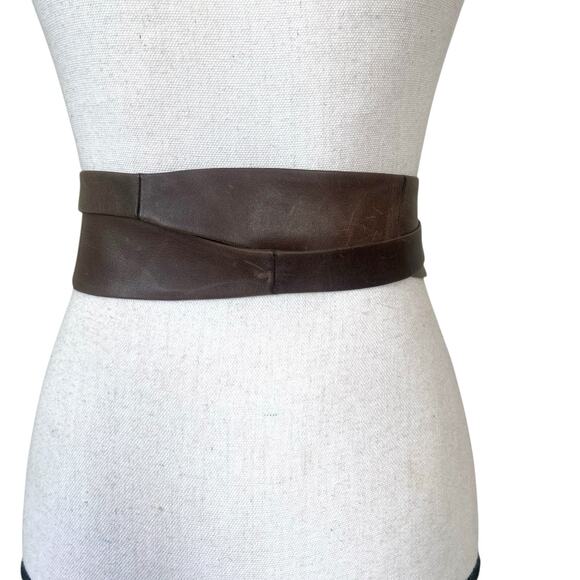 ADA Classic Wrap Leather Belt Brown Size S/M Obi Cinch Buttery Soft Distressed - Picture 4 of 8